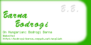 barna bodrogi business card